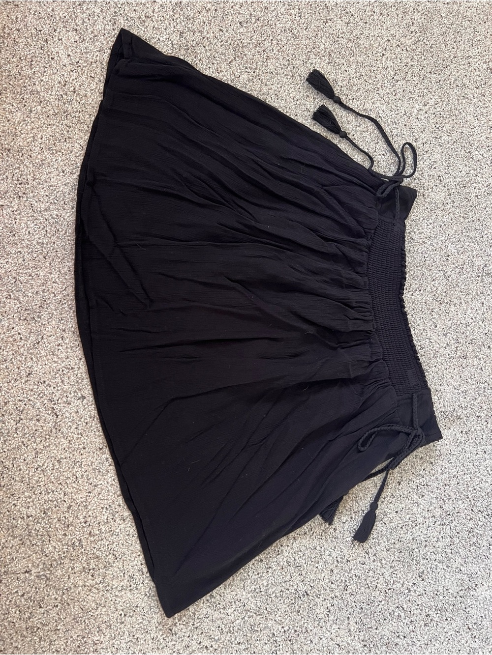 Old Navy Black Smocked-Waist Circle Skirt with Tassel Ties